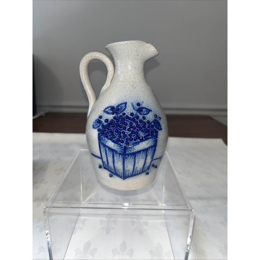 Vintage 2001 Salmon Falls Stoneware 6.5 Blueberry Pitcher - Dave Ernest Mark